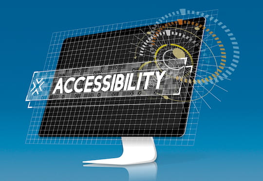 Computer Screen with Accessibility word graphic popping out of screen