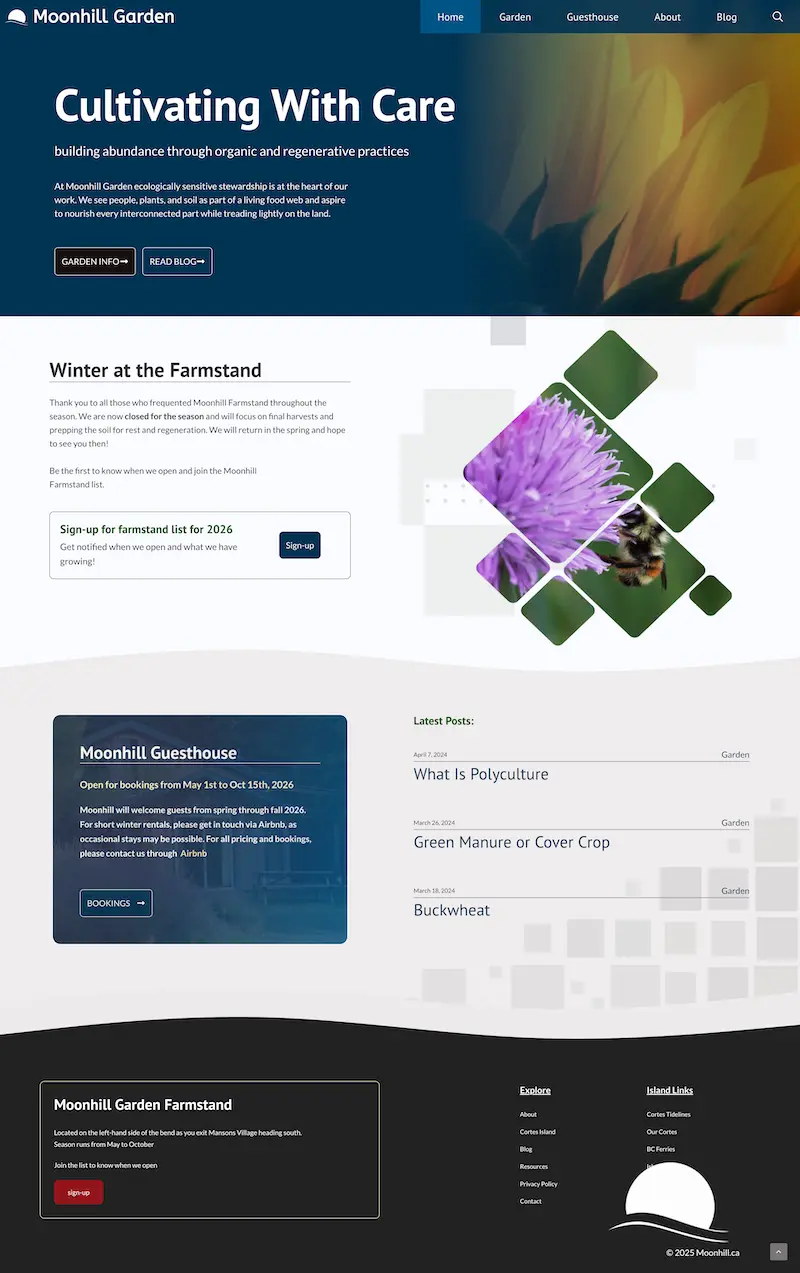 Moonhill website Frontpage